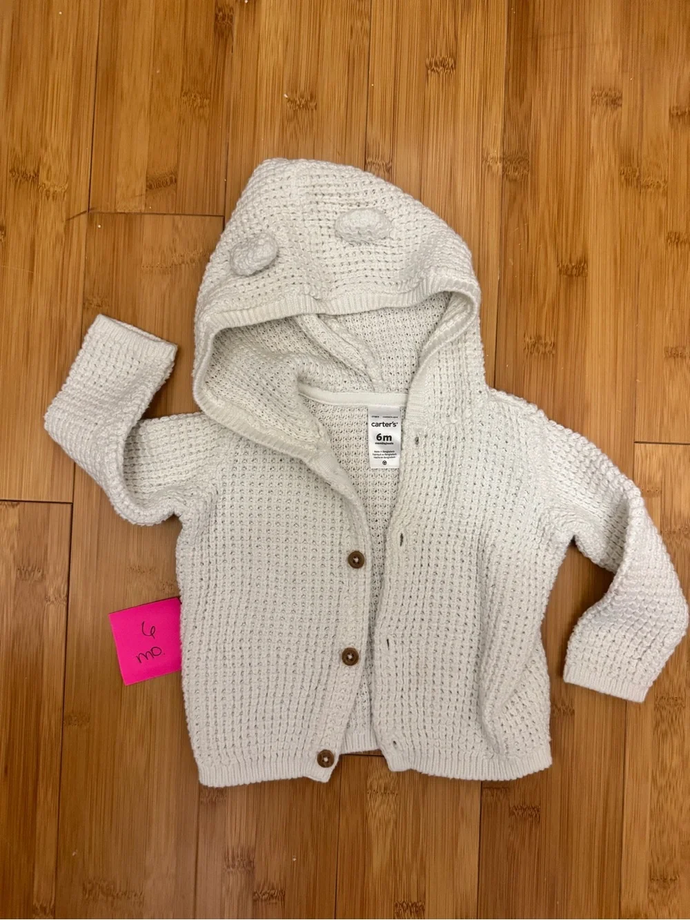 Carter's Cream Hooded Knit Cardigan Sweater